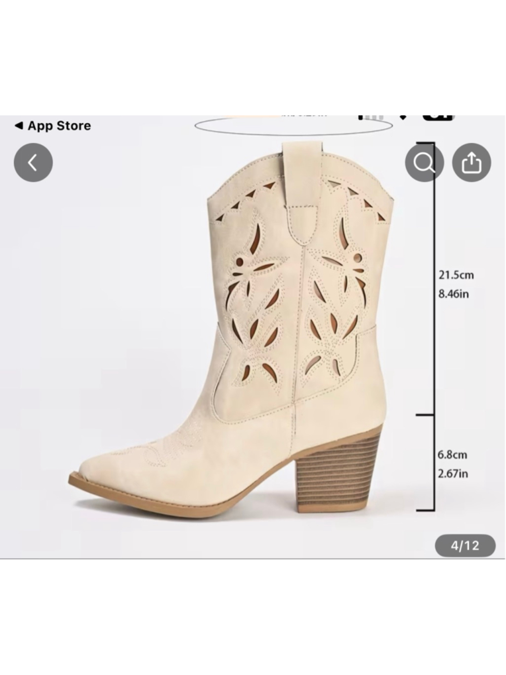 Women's Unbranded Beige Heeled Cowboy Boots Size 8.5 - Picture 5 of 7
